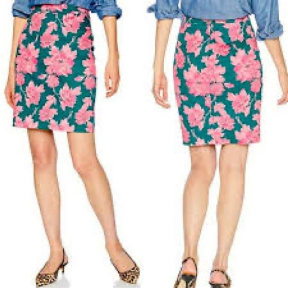 J. Crew Mercantile Elkins Pencil Skirt Pink Floral